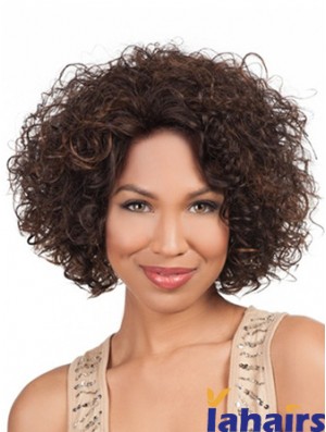 High Quality Chin Length Kinky 10 inch Synthetic Glueless Lace Front Wigs