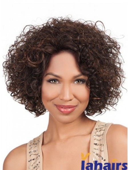 High Quality Chin Length Kinky 10 inch Synthetic Glueless Lace Front Wigs