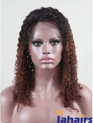 Shoulder Length Curly Without Bangs Full Lace 14 inch Comfortable Black Women Wigs