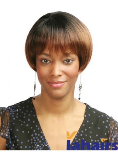 Short Auburn Straight With Bangs Affordable African American Wigs