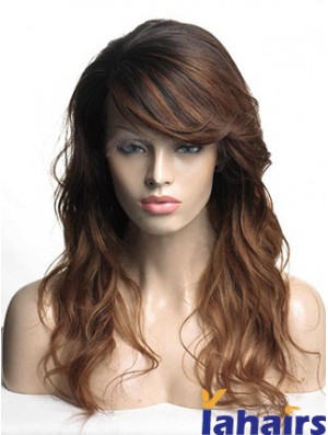 Long Brown Wavy With Bangs Cheapest African American Wigs