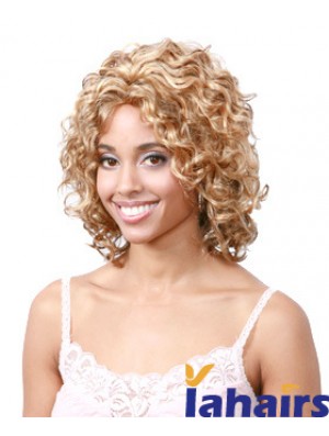 Chin Length Blonde Curly Without Bangs Hairstyles African American Wigs