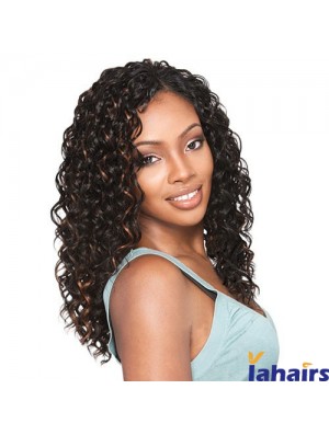 Long Brown Curly Without Bangs Exquisite African American Wigs