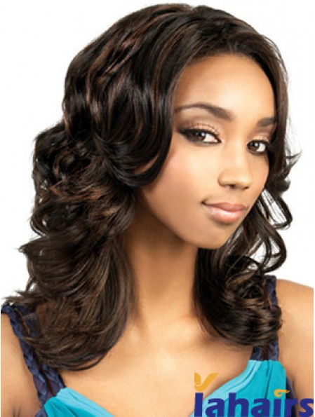 Long Brown Wavy Without Bangs Gorgeous African American Wigs