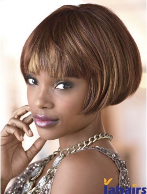 Short Brown Straight Bobs Natural African American Wigs