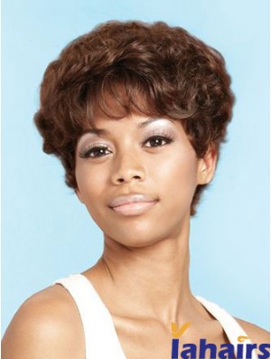 Short Brown Curly Layered Beautiful African American Wigs