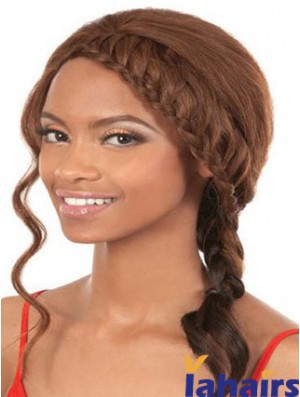 Shoulder Length Brown Wavy Without Bangs Soft African American Wigs