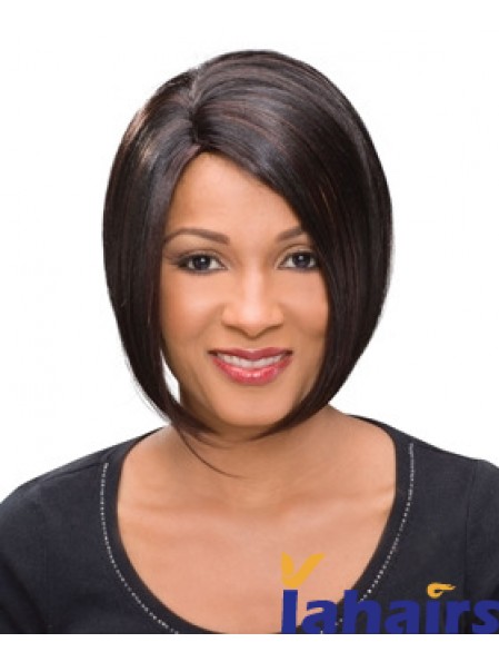 Chin Length Auburn Straight Bobs High Quality African American Wigs