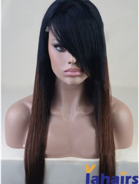 Long Straight With Bangs Full Lace 26 inch Stylish Black Women Wigs