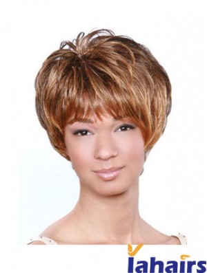 Short Brown Wavy Boycuts Popular African American Wigs