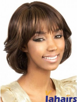 Chin Length Brown Wavy Bobs Amazing African American Wigs