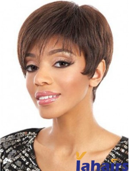 Short Auburn Straight Layered Cheapest African American Wigs