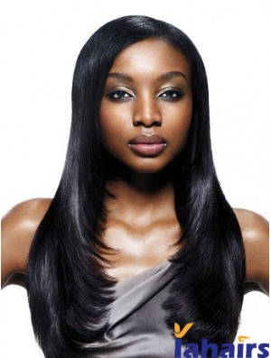 Long Black Yaki Without Bangs Best African American Wigs