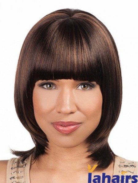 Sleek Chin Length Yaki 16 inch Synthetic Glueless Lace Front Wigs