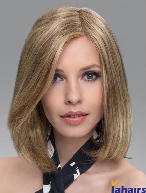 Blonde Soft Straight Shoulder Length Synthetic Bob Wigs