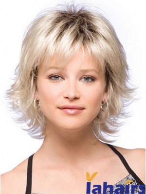 Blonde Chin Length Synthetic Wigs Capless