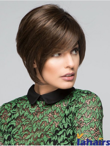 Brown Chin Length Straight With Bangs 10 inch Discount Medium Wigs