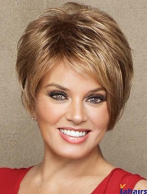 Boycuts Brown Straight 3 inch Cropped Synthetic Wigs