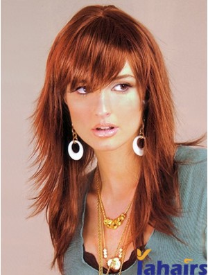 Synthetic Hair UK Auburn Color Long Length Layered Cut With Capless