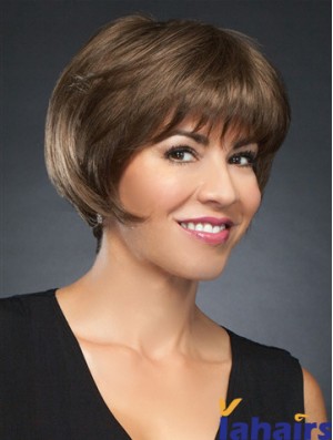 6 inch Cropped Incredible Brown Straight Bob Wigs