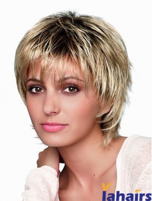 8 inch Short Designed Blonde Straight Bob Wigs