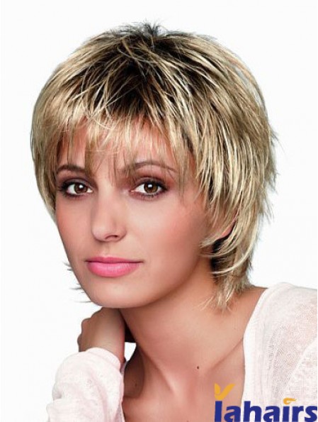 8 inch Short Designed Blonde Straight Bob Wigs