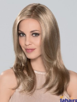 Without Bangs Monofilament 16 inch Straight Blonde Long Wigs