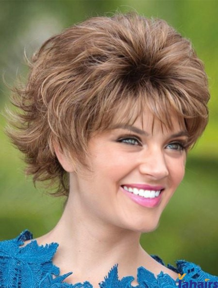 Layered Brown Wavy 5 inch Short Synthetic Wigs