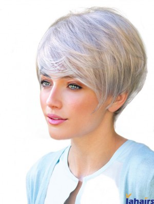 Monofilament Short Straight Boycuts Synthetic Realistic Wigs