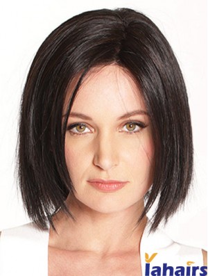 10 inch Chin Length Black Straight Soft Bob Wigs