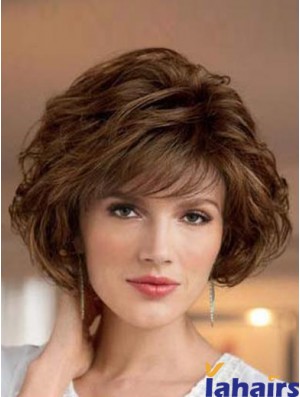 Short Brown Wavy Bobs Synthetic Wigs