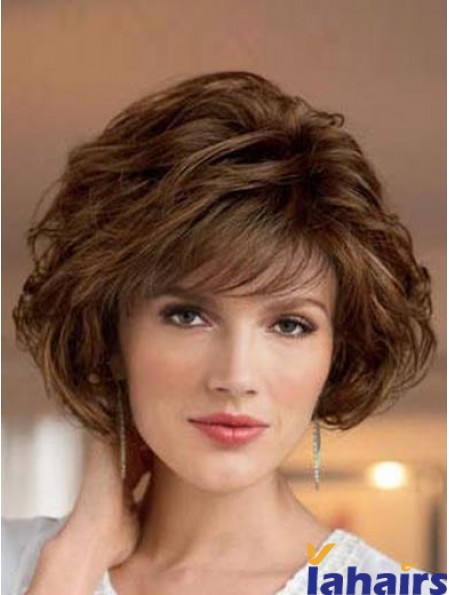 Short Brown Wavy Bobs Synthetic Wigs