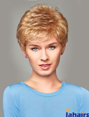 Buy Synthetic With Capless Short Length Blonde Color