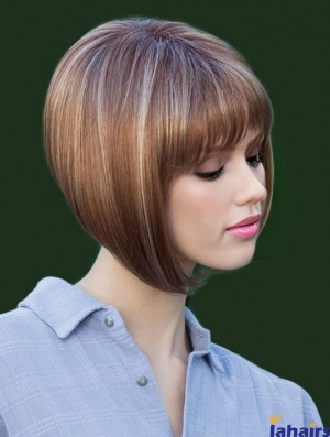 Chin Length Brown Perfect 10 inch Straight Bob Wigs