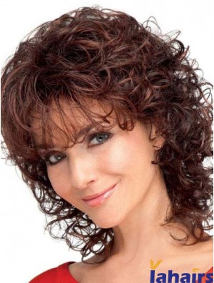 Curly Synthetic Hair  Auburn Shoulder Length Wigs