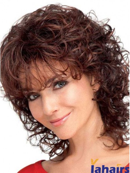 Curly Synthetic Hair  Auburn Shoulder Length Wigs