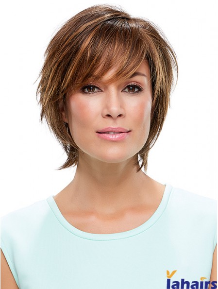 Layered Synthetic Brown 10 inch Straight Synthetic Lace Front