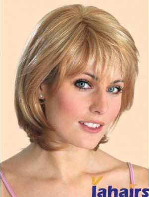 Cheap Synthetic Lace Front Wigs Straight Style Blonde Color Chin Length