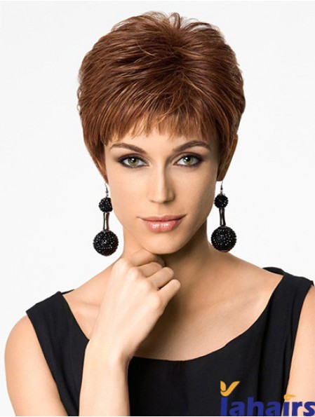 Hairstyles 4 inch Straight Auburn Boycuts Short Wigs