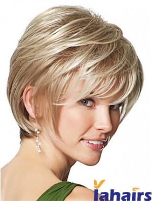 Synthetic Wigs UK Only Straight Style Short Length Blonde Color