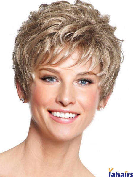 Lace Front Synthetic Wigs With Capless Wavy Style Short Length