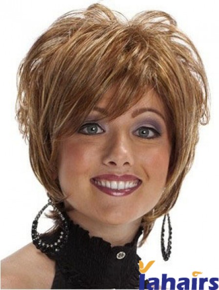 Short Layered Wavy Brown High Quality Synthetic Wigs