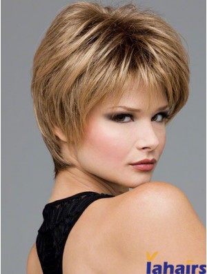 Short Wavy Boycuts Blonde Synthetic Wavy Lace Front Wigs