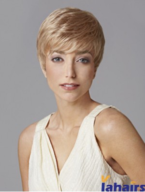 Fashionable 5 inch Straight Blonde Boycuts Short Wigs