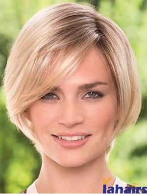 Chin Length Blonde Durable 8 inch Straight Bob Wigs