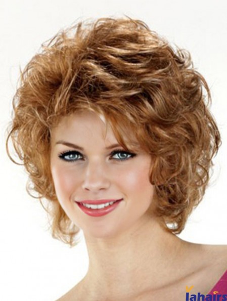 Trendy Brown Chin Length Curly Layered Lace Front Wigs