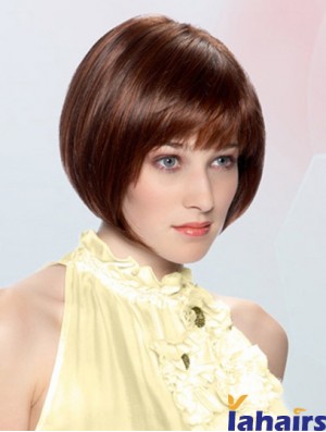 Straight Chin Length Auburn 10 inch Lace Front Durable Bob Wigs