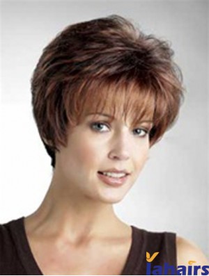 Good 8 inch Straight Auburn Layered Short Wigs