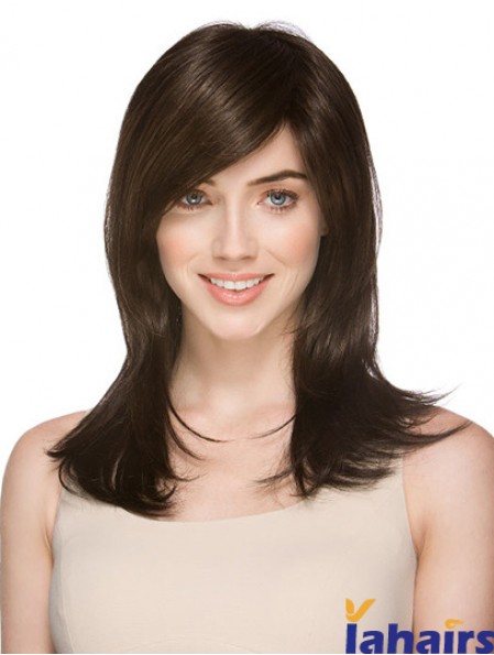 Very Cheap Synthetic Wigs Layered Cut Straight Style Brown Color