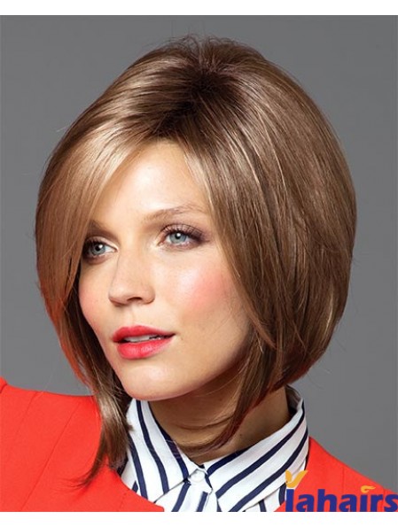 Chin Length Straight Capless Brown No-Fuss Bob Wigs